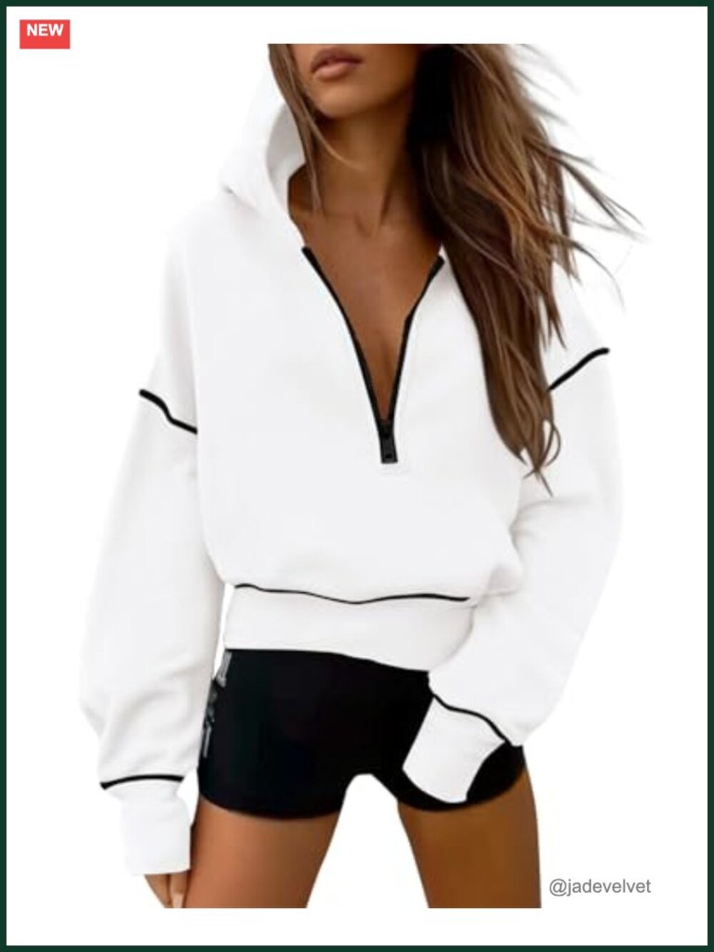 Women's Half Zip Cropped Fleece Lined Hoodie Sweatshirt